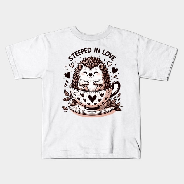 Cozy Hedgehog Tea Time Kids T-Shirt by WEARWORLD